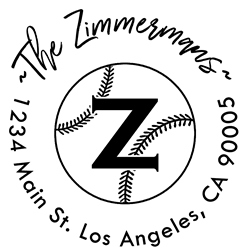 Baseball Outline Letter Z Monogram Stamp Sample